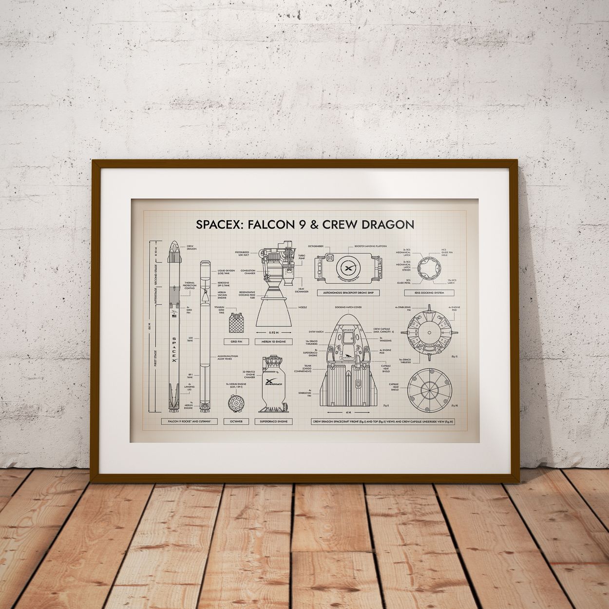 SpaceX: Falcon 9 & Crew Dragon Poster