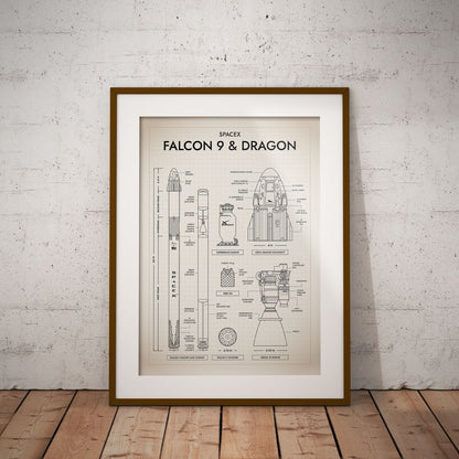 SpaceX: Falcon 9 & Dragon (Vertical) Poster