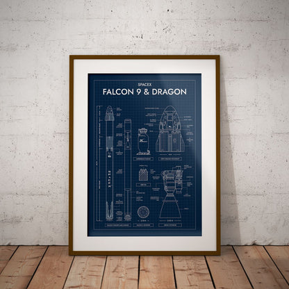 SpaceX: Falcon 9 & Dragon (Vertical) Poster