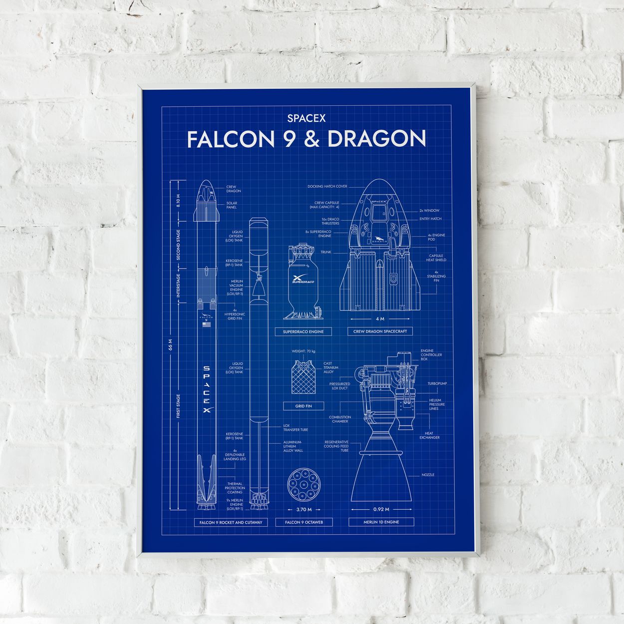 SpaceX: Falcon 9 & Dragon (Vertical) Poster