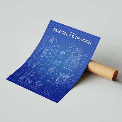SpaceX: Falcon 9 & Dragon (Vertical) Poster
