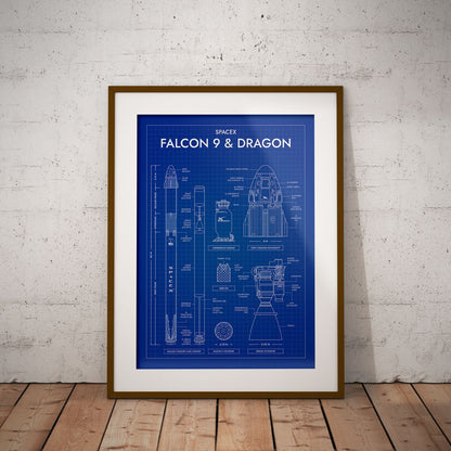 SpaceX: Falcon 9 & Dragon (Vertical) Poster