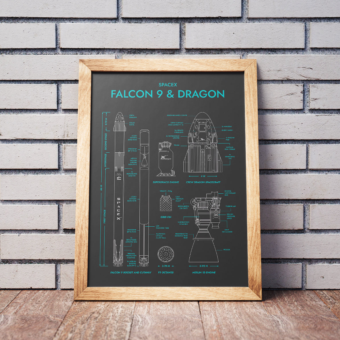 SpaceX: Falcon 9 & Dragon (Vertical) Poster