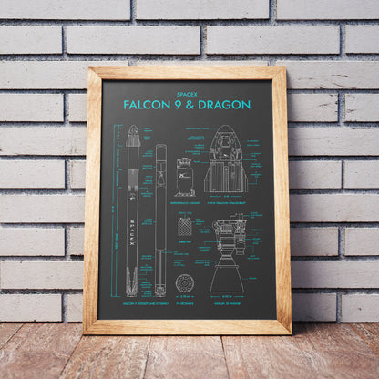 SpaceX: Falcon 9 & Dragon (Vertical) Poster