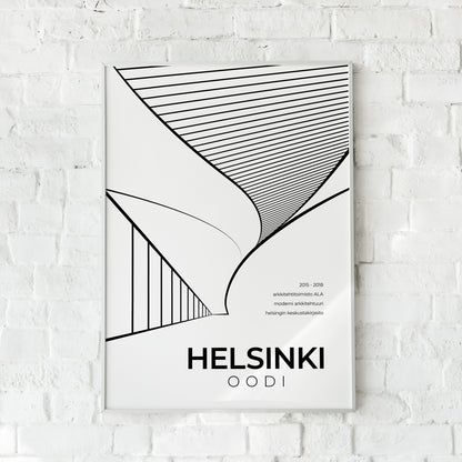 Helsinki Oodi Architecture Poster