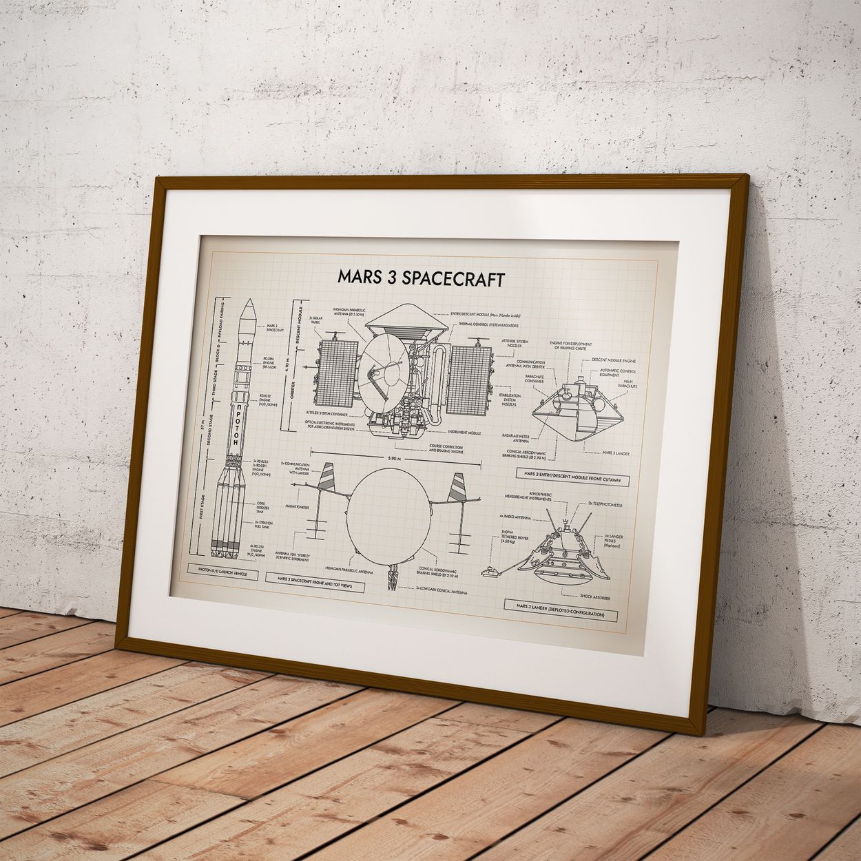 Mars 3 Spacecraft Poster