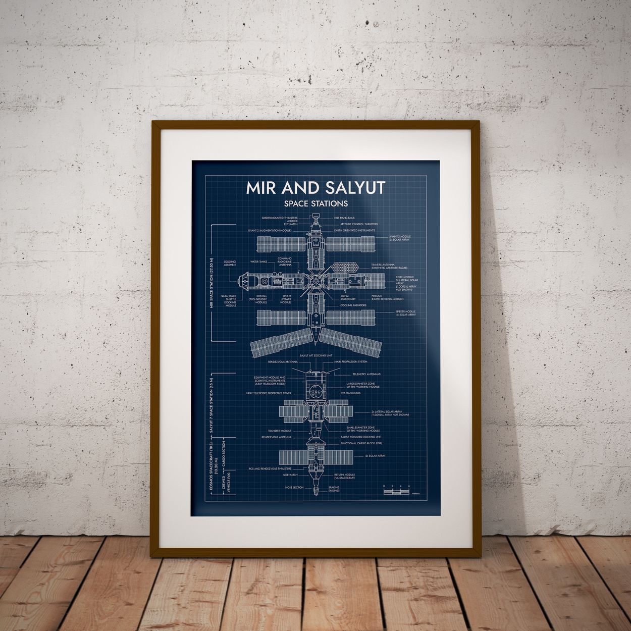Mir and Salyut Space Stations Vertical Poster