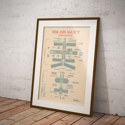 Mir and Salyut Space Stations Vertical Poster