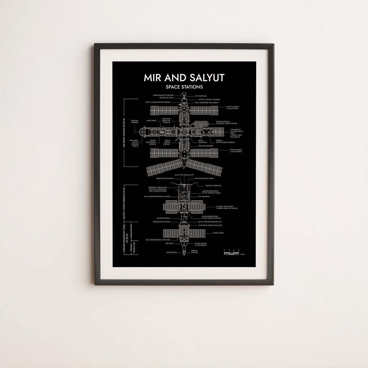 Mir and Salyut Space Stations Vertical Poster