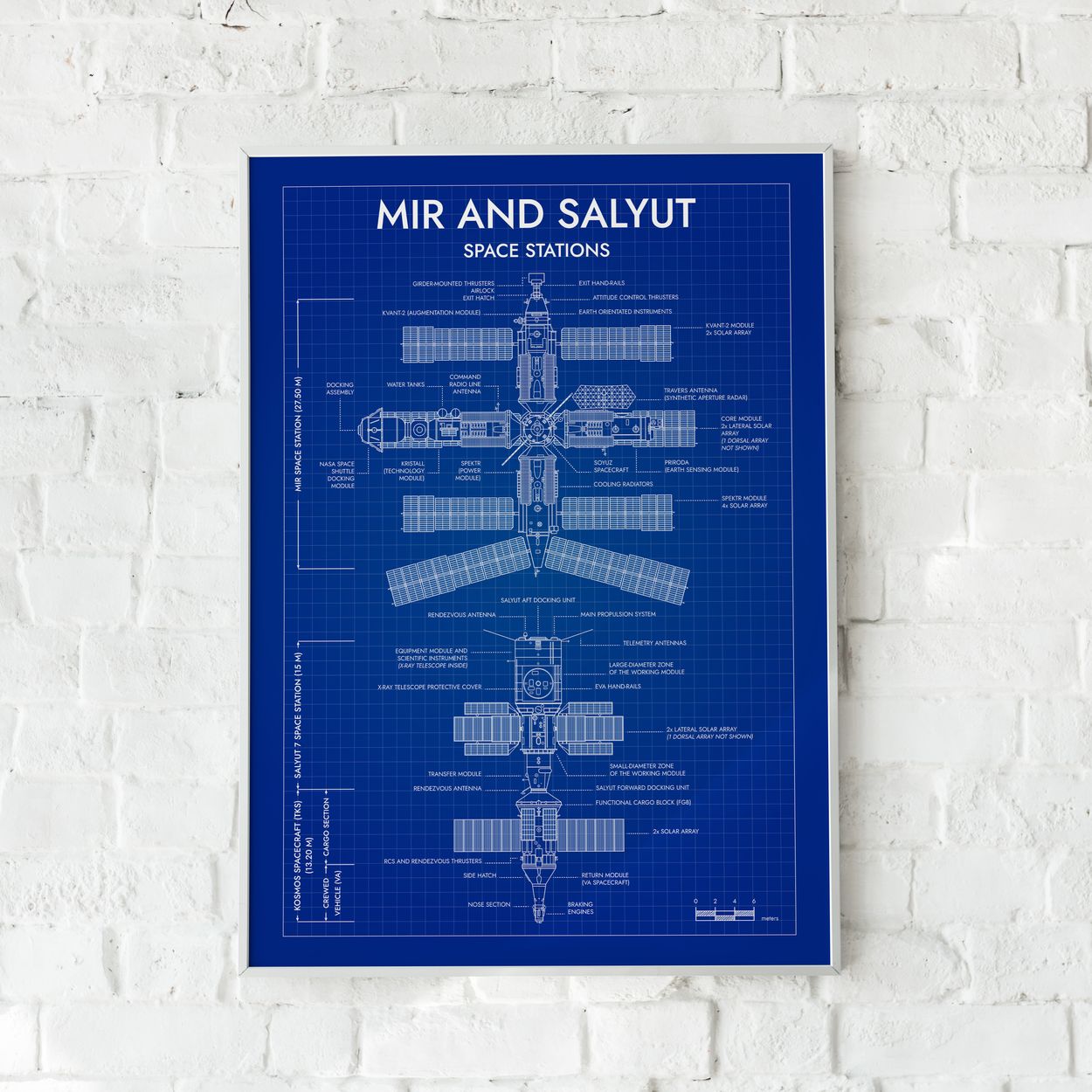 Mir and Salyut Space Stations Vertical Poster