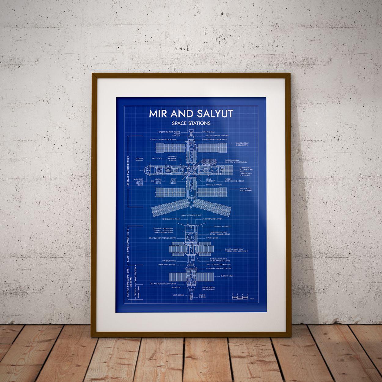 Mir and Salyut Space Stations Vertical Poster