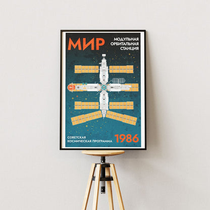 Mir Space Station (Retro) Poster