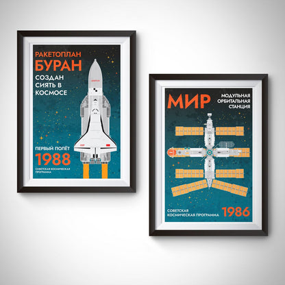 Mir Space Station (Retro) Poster