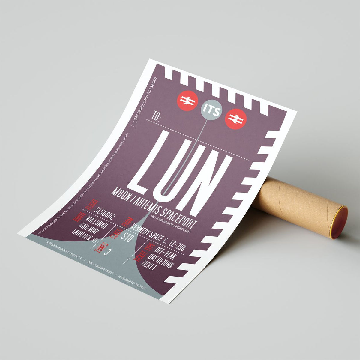 Moon Boarding Pass (Pop) Poster