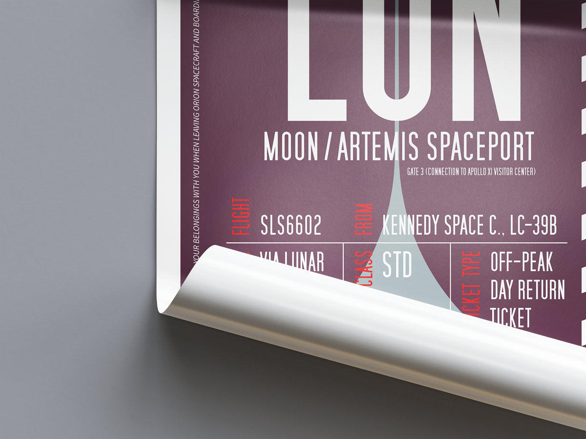 Moon Boarding Pass (Pop) Poster