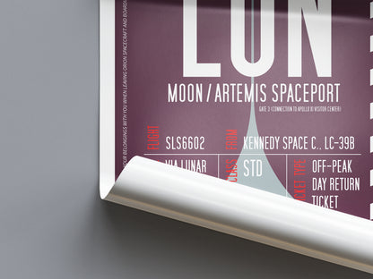 Moon Boarding Pass (Pop) Poster