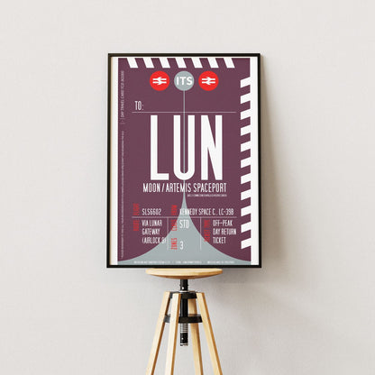 Moon Boarding Pass (Pop) Poster