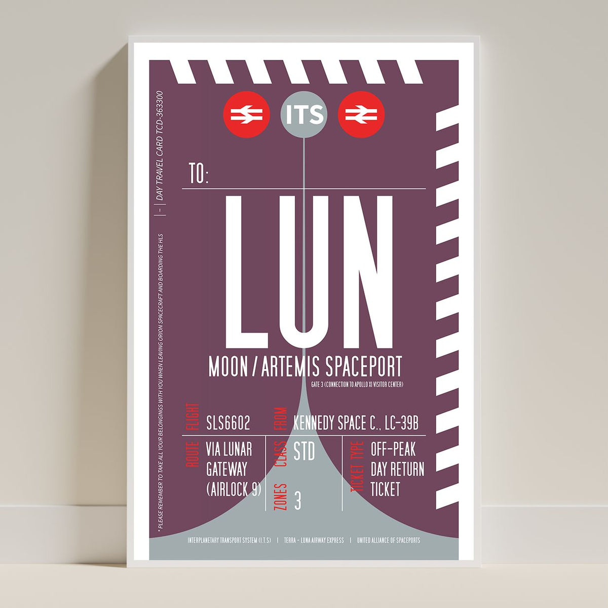 Moon Boarding Pass (Pop) Poster