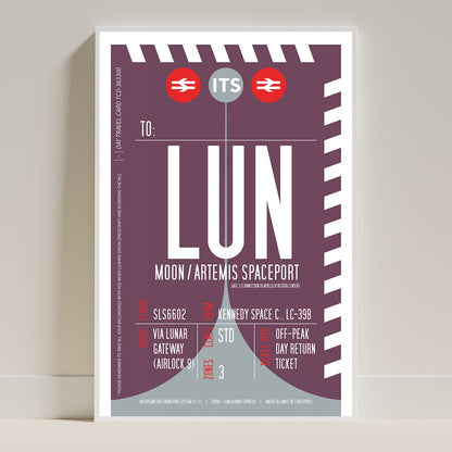 Moon Boarding Pass (Pop) Poster