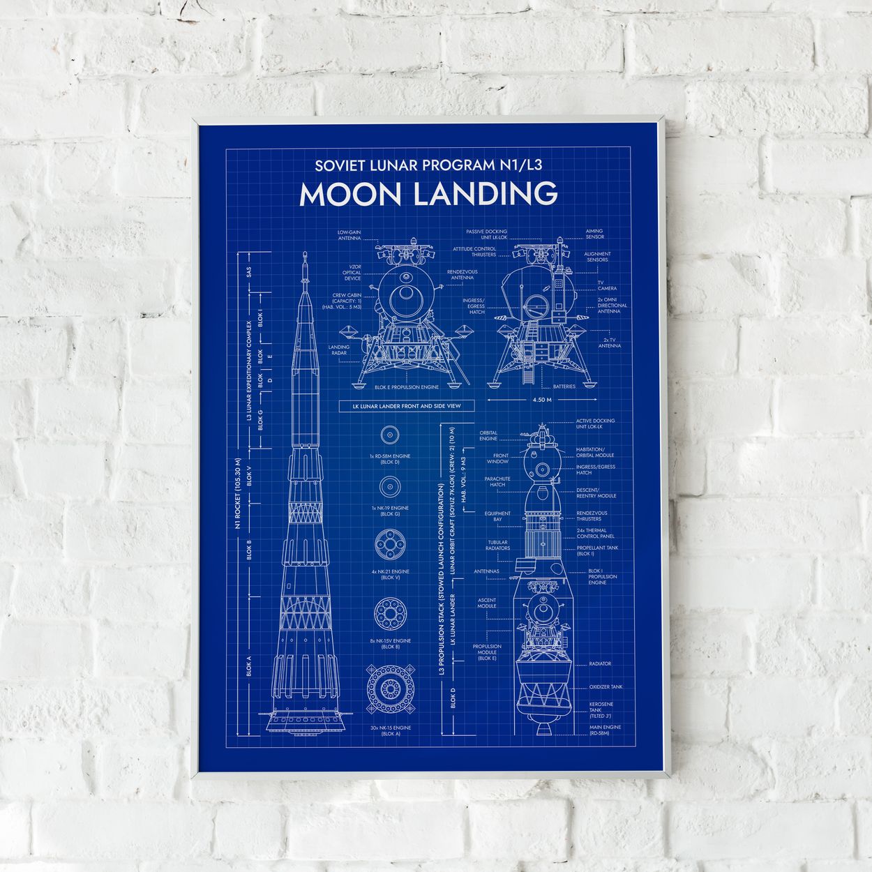 Soviet Lunar Program N1/L3 Vertical Poster