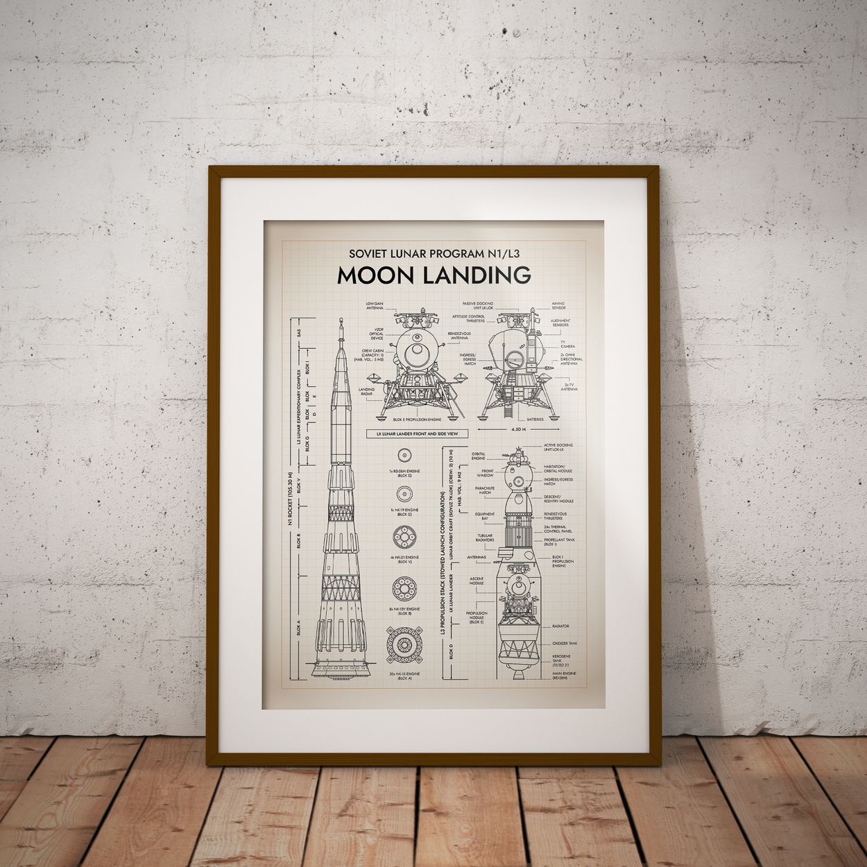 Soviet Lunar Program N1/L3 Vertical Poster
