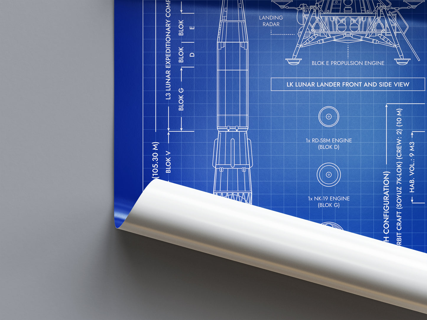 Soviet Lunar Program N1/L3 Vertical Poster