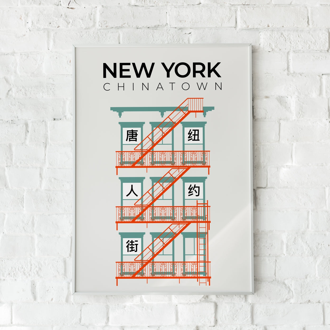 New York Chinatown Fire Escape Poster
