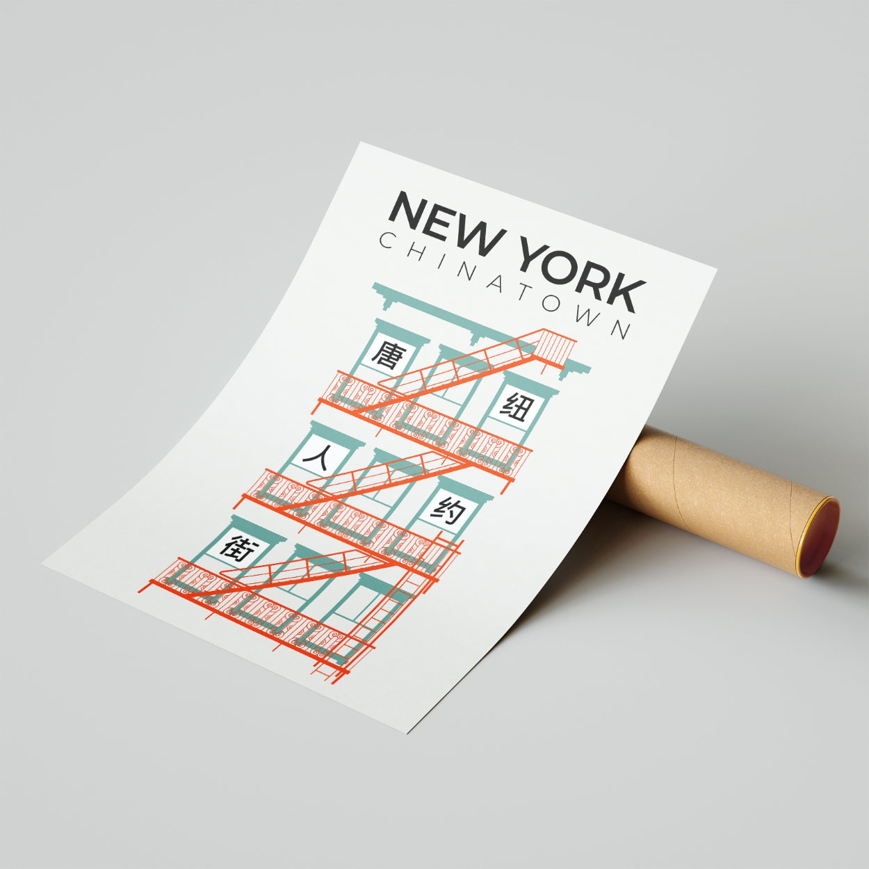 New York Chinatown Fire Escape Poster