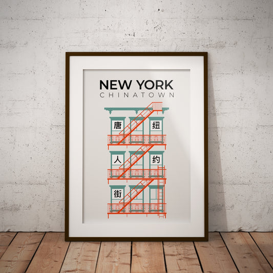 New York Chinatown Fire Escape Poster