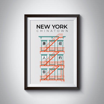 New York Chinatown Fire Escape Poster