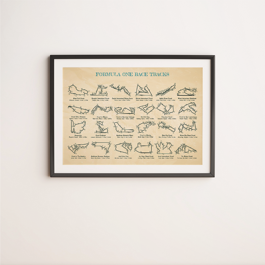 F1 Race Tracks Poster