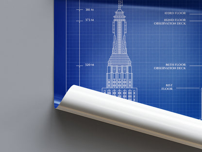 Empire State Building Blueprint Poster