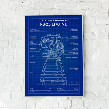 RS-25 Engine. Space Launch System Poster