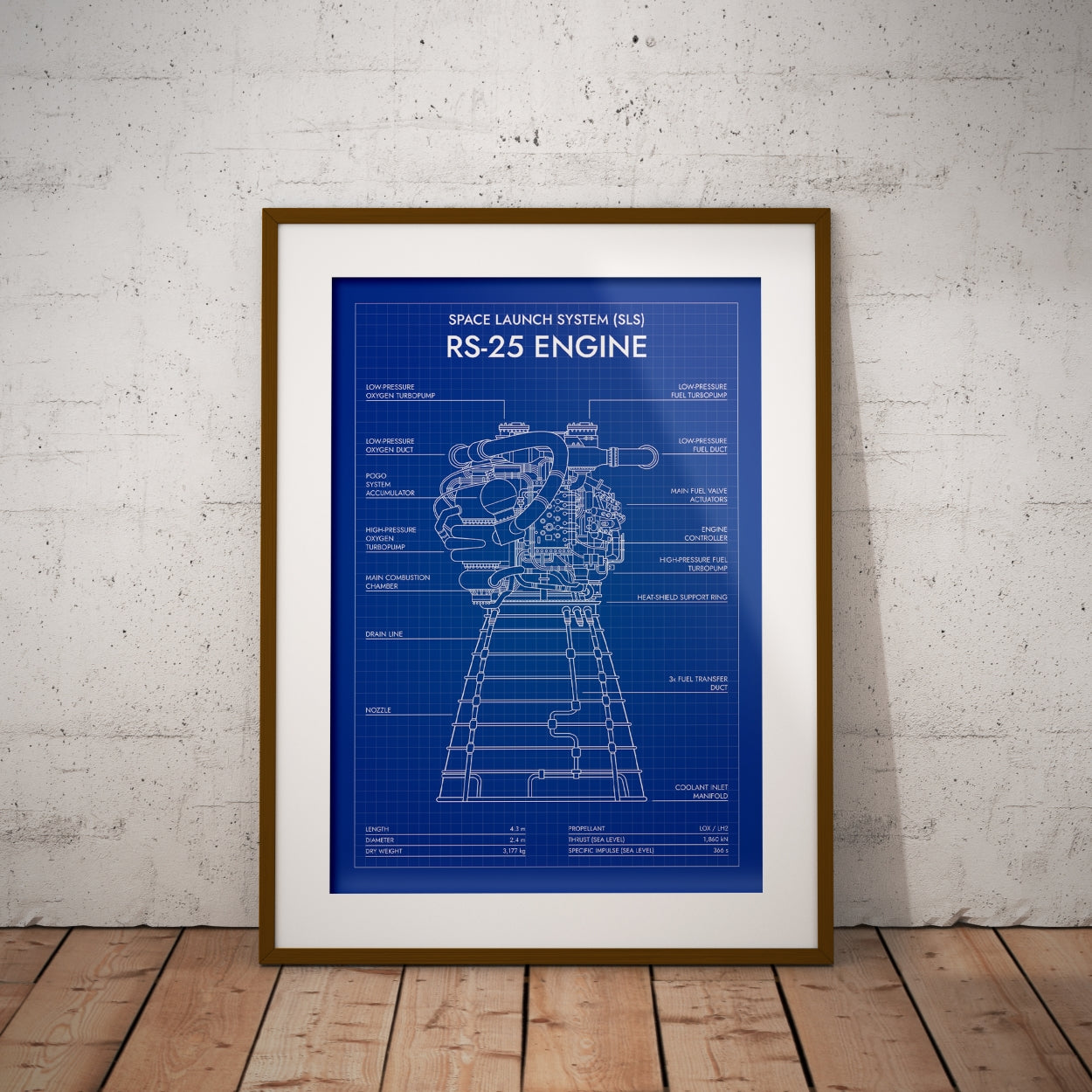 RS-25 Engine. Space Launch System Poster