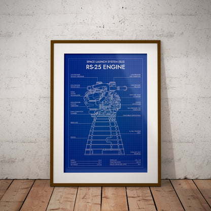 RS-25 Engine. Space Launch System Poster