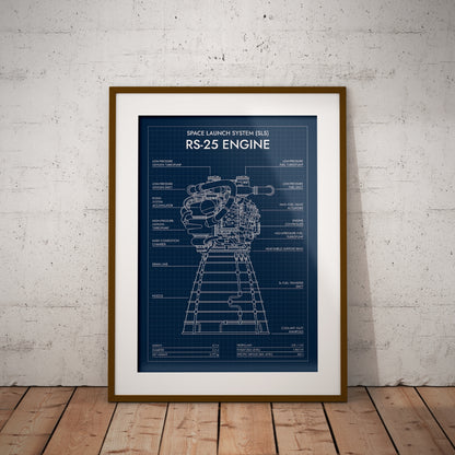 RS-25 Engine. Space Launch System Poster