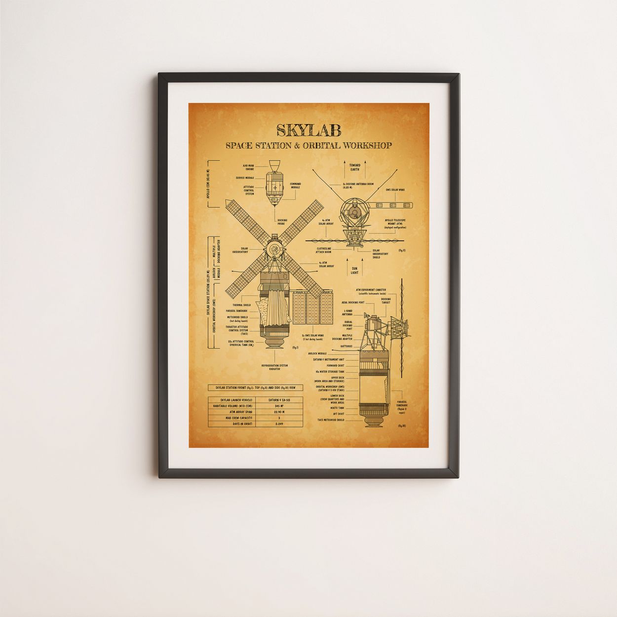 Skylab Space Station Vertical Poster