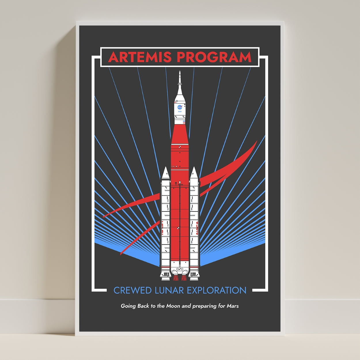Artemis Program. Crewed Lunar Exploration (Pop) Poster – Blue