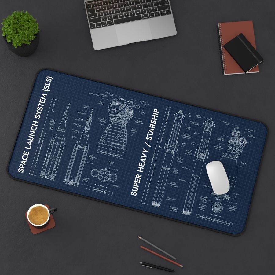 SLS vs Starship System Desk Mat