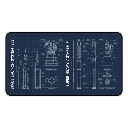 SLS vs Starship System Desk Mat