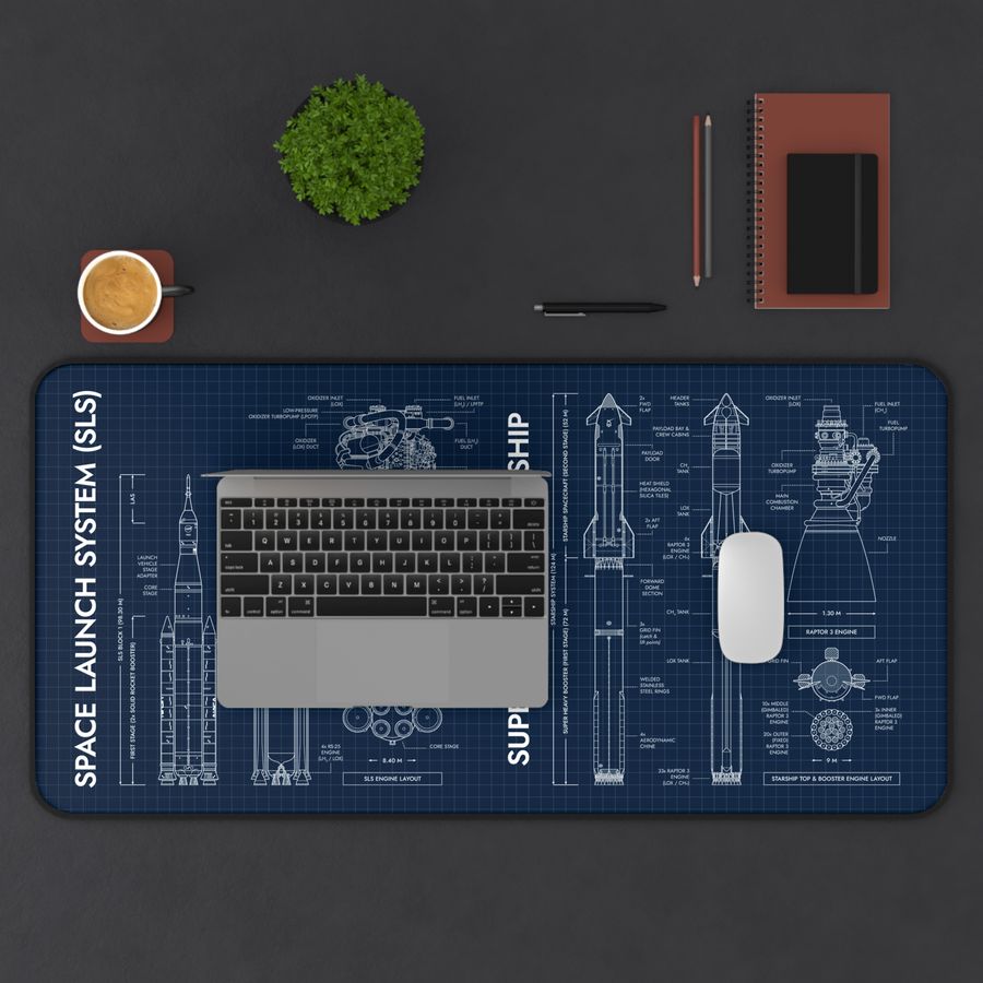 SLS vs Starship System Desk Mat