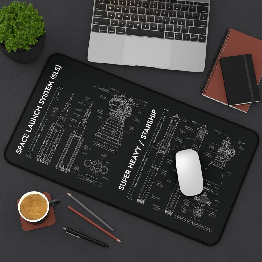 SLS vs Starship System Desk Mat