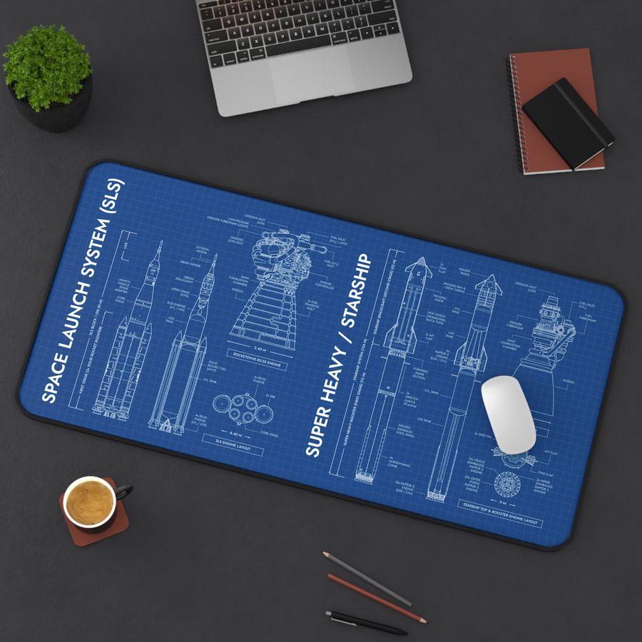 SLS vs Starship System Desk Mat