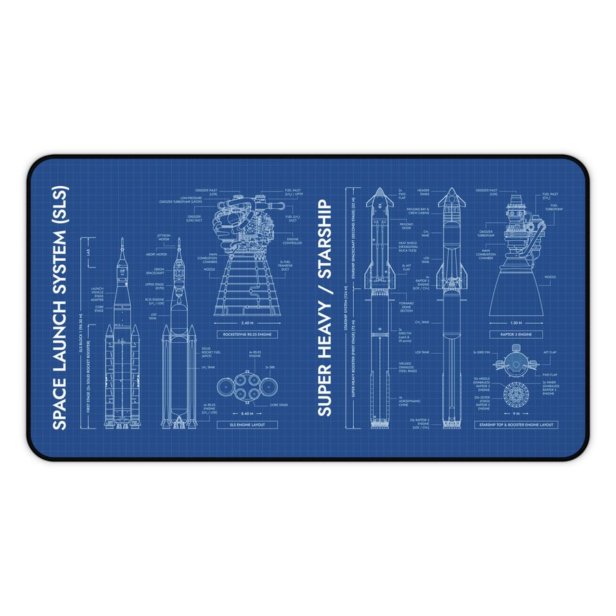 SLS vs Starship System Desk Mat