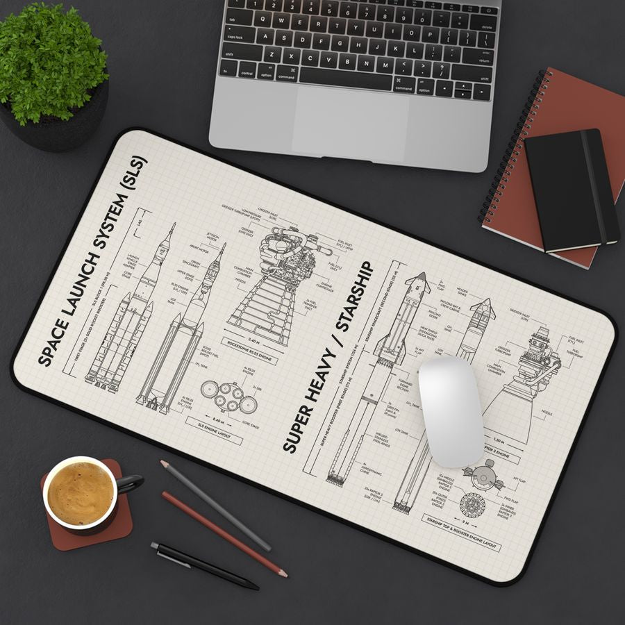 SLS vs Starship System Desk Mat