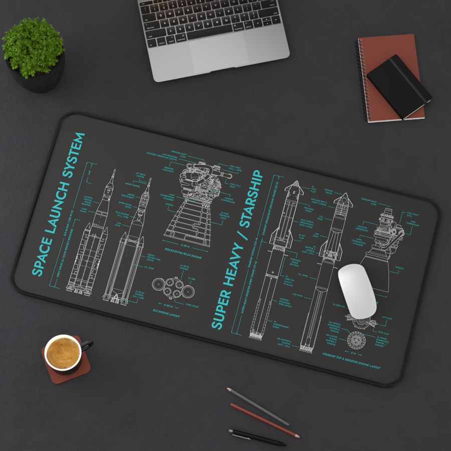 SLS vs Starship System Desk Mat