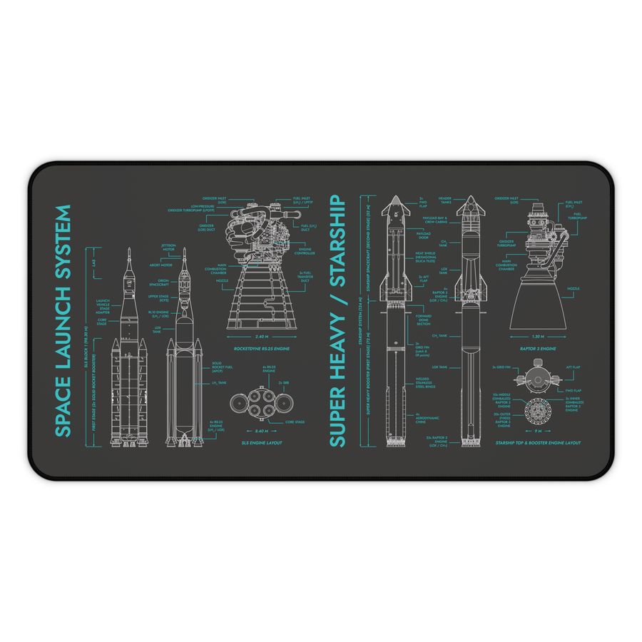 SLS vs Starship System Desk Mat
