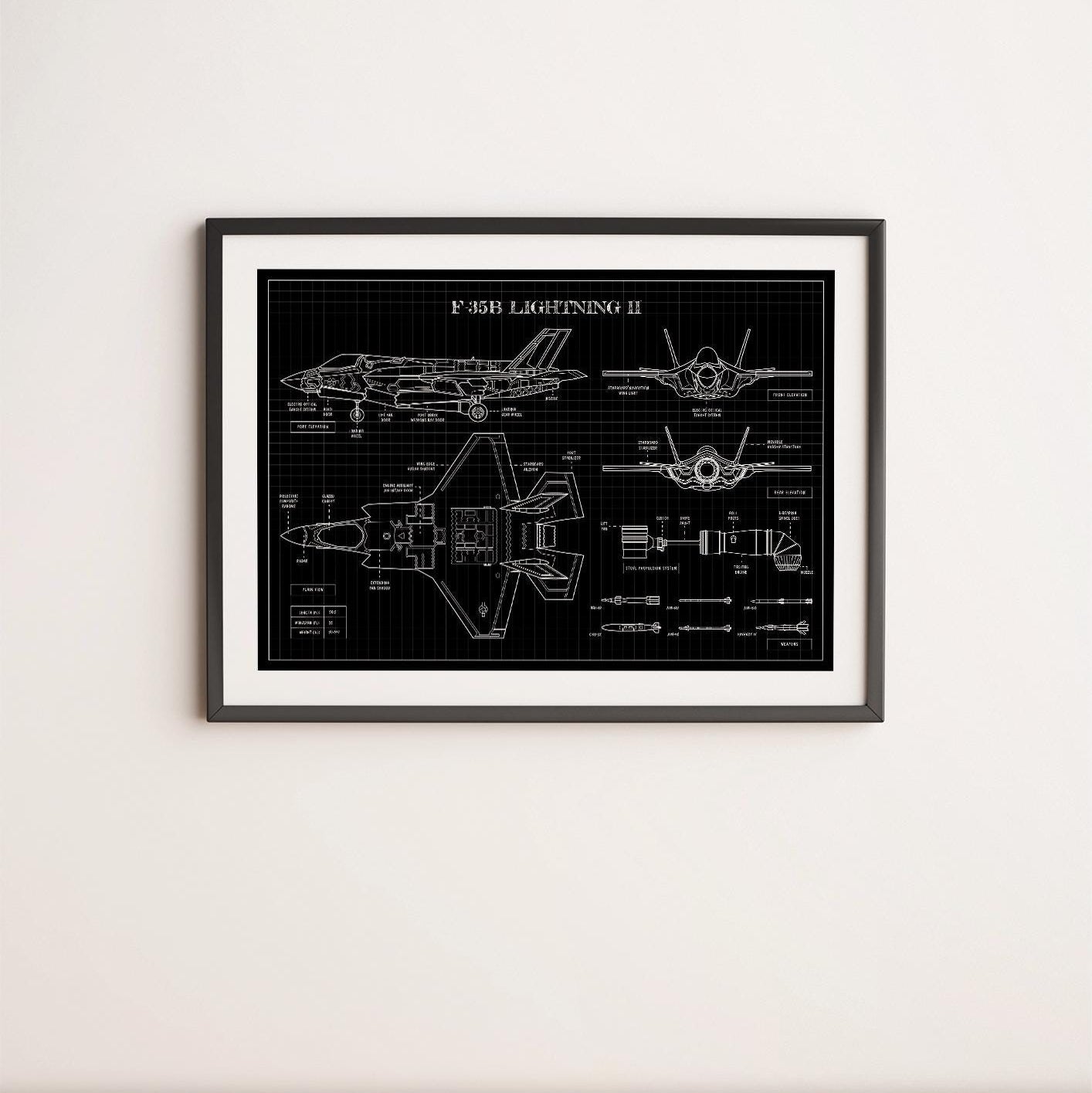 F-35 Lightning II Blueprint Poster