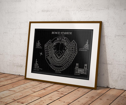 Busch Stadium Blueprint Poster