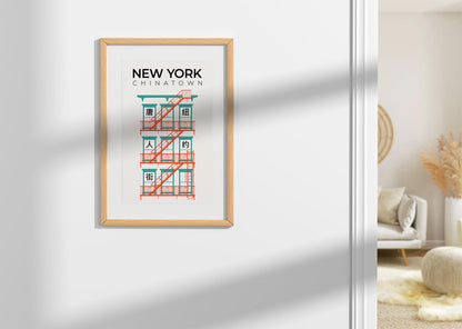 New York Chinatown Fire Escape Poster